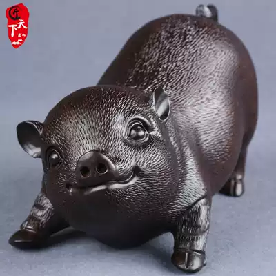Ebony wood carving lucky pig ornaments handicraft solid wood 12 zodiac pig feng shui mahogany home accessories decoration