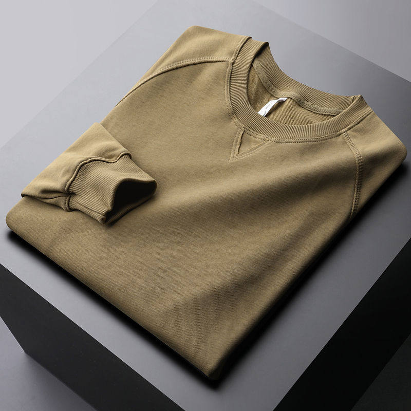 Born sense of luxury Crewneck thick cotton T men autumn slim long sleeves T-shirt trend outer top without hat