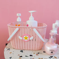 Portable bath basket Bath basket toiletries Korean Fan Er cute bath bath blue bathroom storage basket frame basket