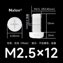 M2.5*12白色塑料十字盘头螺丝