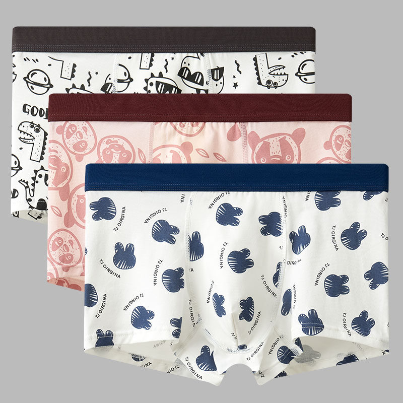 Men's underwear pure cotton cartoon anime youth boxer pants breathable soft and comfortable shorts head summer boxer pants