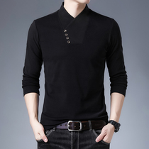 Mens duvet fever thermal underwear mens single blouse can be outfitted with thickened garnter and cold-and-half-high collar bottom-shirt