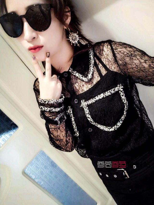 Áo sơ mi ren nữ châu Âu phiên bản Hàn Quốc mỏng manh dài tay áo len gạc áo gạc áo hai dây voan áo sơ mi kiểu đẹp