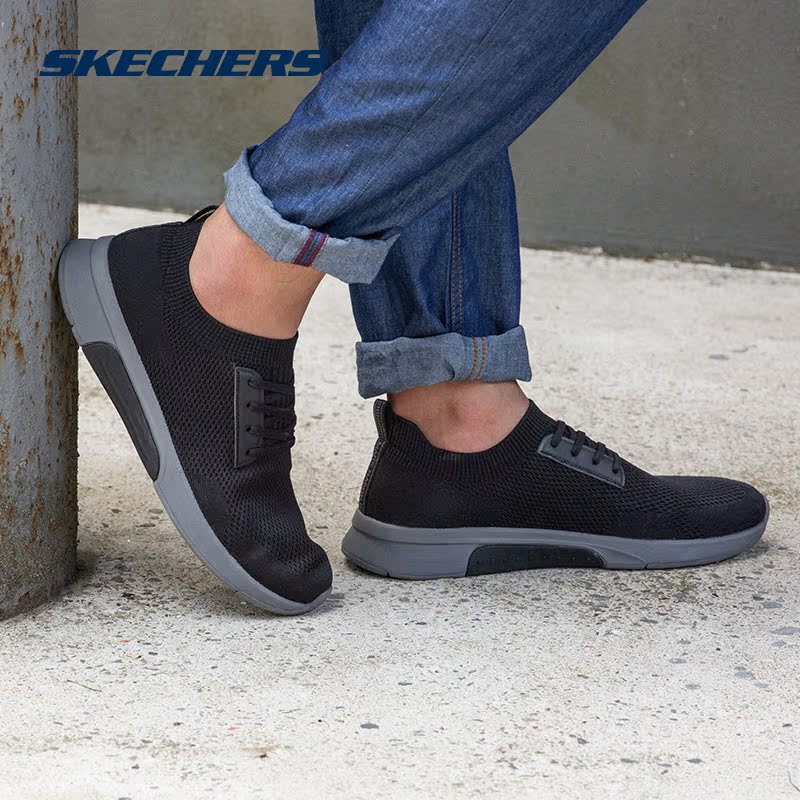 Skechers斯凯奇男鞋一脚套运动休闲鞋 网布板