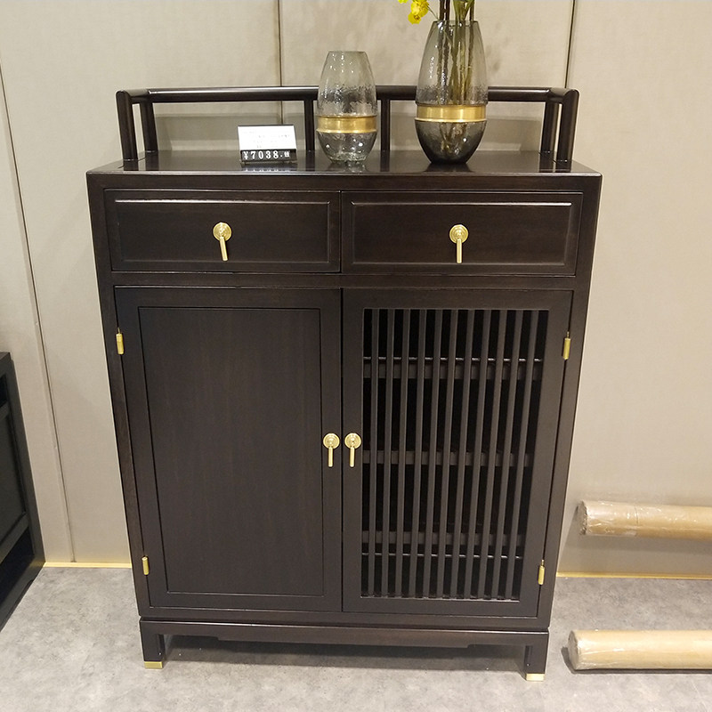 New Chinese Solid Wood Dining Side Cabinet Zen tea cabinet Decorative Cabinet Entrance to the family Xuanguan Cabinet Shoes Cabinet leans against wall Side Cabinet