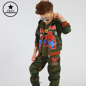 军童王子2019儿童迷彩服男童套装蜘蛛侠三件套春秋运动潮衣服童装