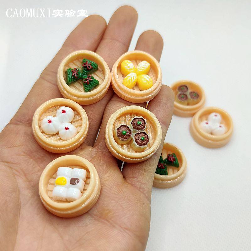 Miniature size simulation food model Mini Xiaolongbao steamed dumplings, steamed dumplings, roasted wheat buns, shooting props, craft gift decoration
