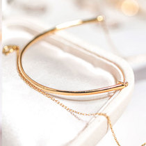 Wing Treasure｜Ten yuan 18k gold Flat tube Half circle Hard ring bracelet Bracelet Wild thick gold