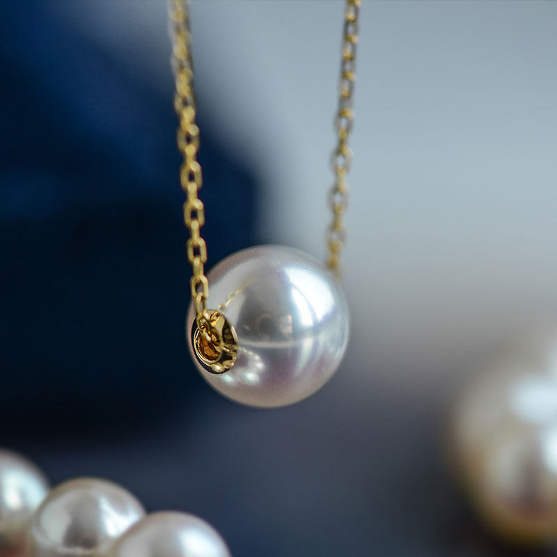 Wing | clear. Road access. 18K gold Akoya seawater pearl necklace cost-effective hand N