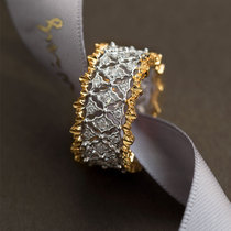 Wing｜Naples 18k gold diamond-set heavy industry two-color separation ring Butch craft