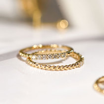 Wing 18K gold diamond ring natural diamond womens group set row diamond ring exquisite light luxury Doudou arm