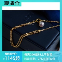 (Wing Treasure) Shuangyao 18k gold adjustable universal sparkling bracelet anklet send small pearl pendant