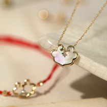Wing｜Ruyi 18k gold diamond Ruyi necklace Clavicle chain Spring color mother shell white butterfly shell very good