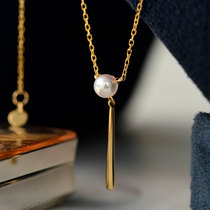 Wing｜Water sound 18k gold Akoy sea pearl necklace A tear falling between the collarbone