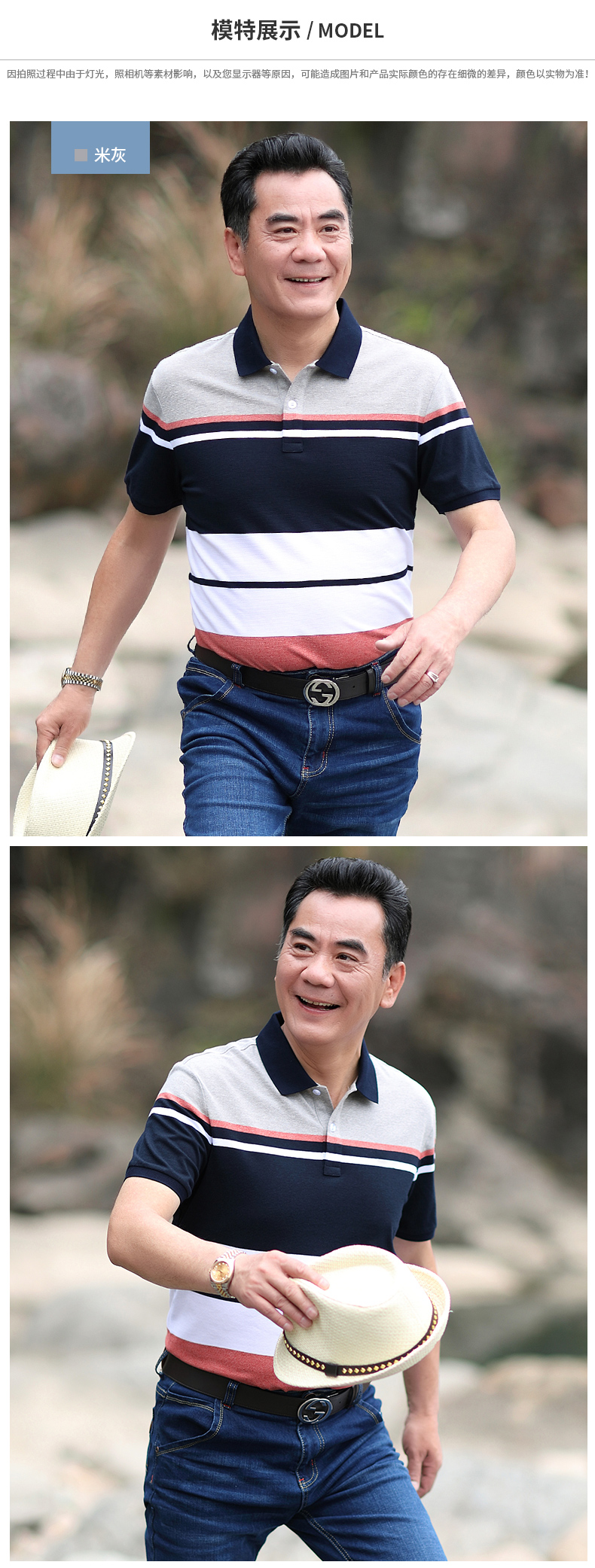 Luzhu ngắn tay t-shirt nam trung niên ve áo cha nạp 2018 mùa hè mới nam kinh doanh bình thường nửa tay áo polo áo sơ mi áo phông có cổ