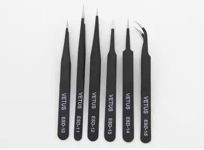 ESD stainless steel precision anti-static tweezers Pointed elbow flat head disassembly Electronic repair tool clip