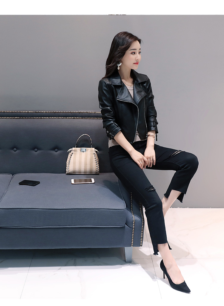 Phụ nữ da nhỏ của áo khoác ngắn Hàn Quốc Slim mỏng của phụ nữ áo khoác da giả da cừu cao eo siêu ngắn áo khoác áo da nu