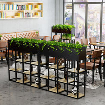 Retro industrial wind bar music bar iron screen partition coffee restaurant green flower rack balcony rack