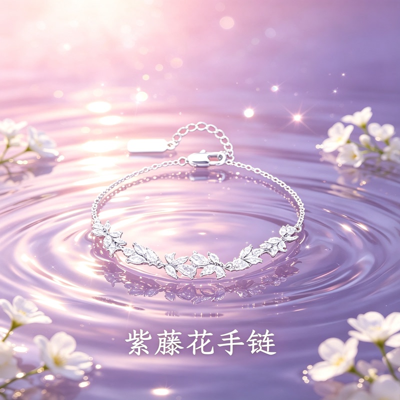 [Official Chinese Gold Store] Wisteria Flower S999 Pure Silver Bracelet for Women, Light Luxury Niche Gift for Girlfriend's Birthday