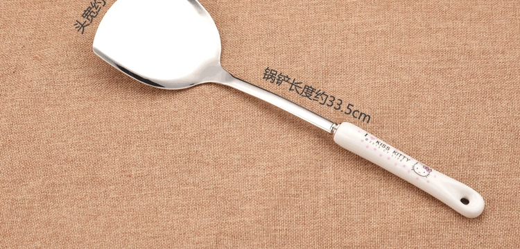 Thép không gỉ rán xẻng dày thìa bếp dài tay cầm chống vảy nấu ăn xẻng nấu cơm muỗng súp colander câu cá nhà bếp - Phòng bếp chảo thép