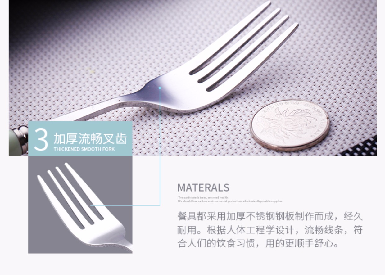 Sáng tạo inox cầm tay bộ đồ ăn ba mảnh đũa sinh viên dễ thương hộp dài tay cầm thìa đặt trẻ em bộ chén đĩa