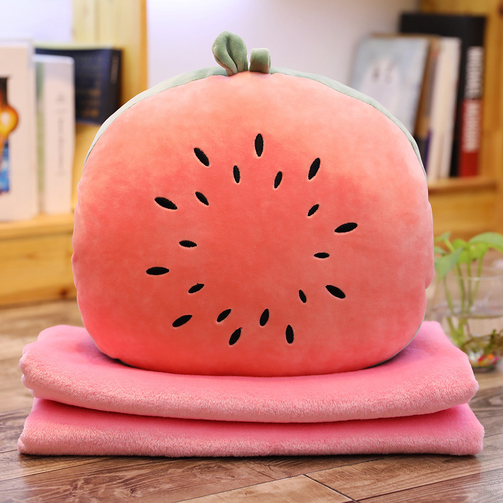 Creative Fruit Strawberry Pillow Pineapple Cushion Watermelon Doll Toy Pillow Quilt Three-in-One Lunch Break Air Conditioning Blanket