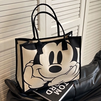 Large capacity canvas bag for women 2026 new cute cartoon shoulder tote bag mommy bag outing travel tote bag