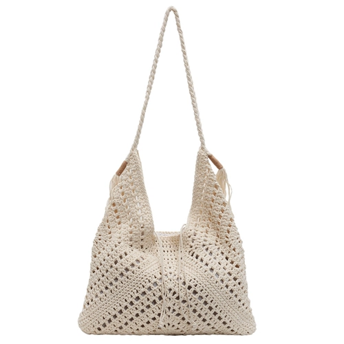 Вместительная и большая летняя пляжная соломенная сумка на одно плечо