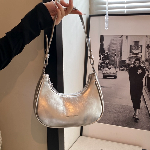 Небольшая дизайнерская серебряная сумка через плечо, сумка на одно плечо, городской стиль