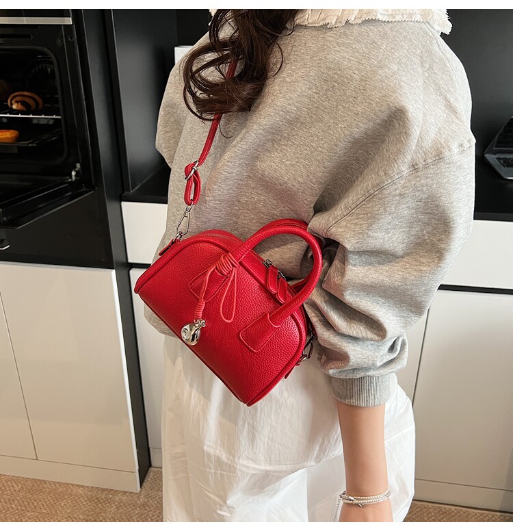 Borsa a tracolla rossa da donna, piccola borsa a secchiello tote_voghion.com