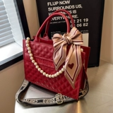 Портативная красная вместительная и большая сумка через плечо для невесты, премиум класс