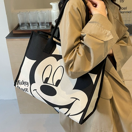 Вместительный и большой шоппер, мультяшная сумка на одно плечо для матери и ребенка, льняная сумка для выхода на улицу для путешествий