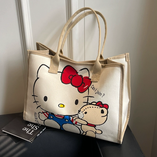 Японский мультяшный розовый вместительный и большой шоппер, летняя сумка на одно плечо для отдыха для матери и ребенка, льняная сумка