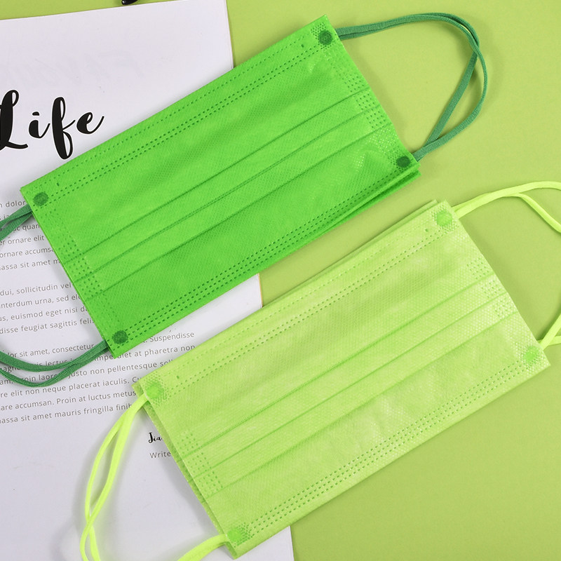 Avocado Green Disposable Protective Mask with Meltblown Cloth Sunscreen and Dustproof Three-layer Breathable Adult Green Thick Three-layer