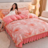 Internet-Famous Milk Velvet Four-Piece Set 2025 New Winter Thickened Double-Sided Velvet Coral Fleece Duvet Cover Anti-Static Flannel