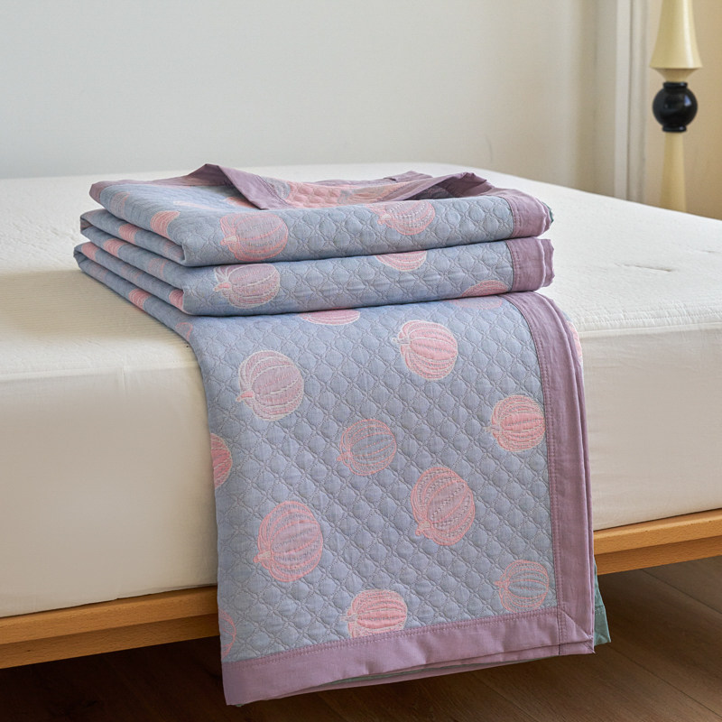 All-Cotton Three-Layer Gauze Non-Slip Bed Cover, Pure Cotton Multi-Functional Towel Quilt, Gauze Blanket, Quilted Bed Sheet, Single Piece, Suitable for All Seasons