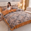 Internet-Famous Milk Velvet Four-Piece Set 2025 New Winter Thickened Double-Sided Velvet Coral Fleece Duvet Cover Anti-Static Flannel