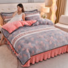 Internet-Famous Milk Velvet Four-Piece Set 2025 New Winter Thickened Double-Sided Velvet Coral Fleece Duvet Cover Anti-Static Flannel