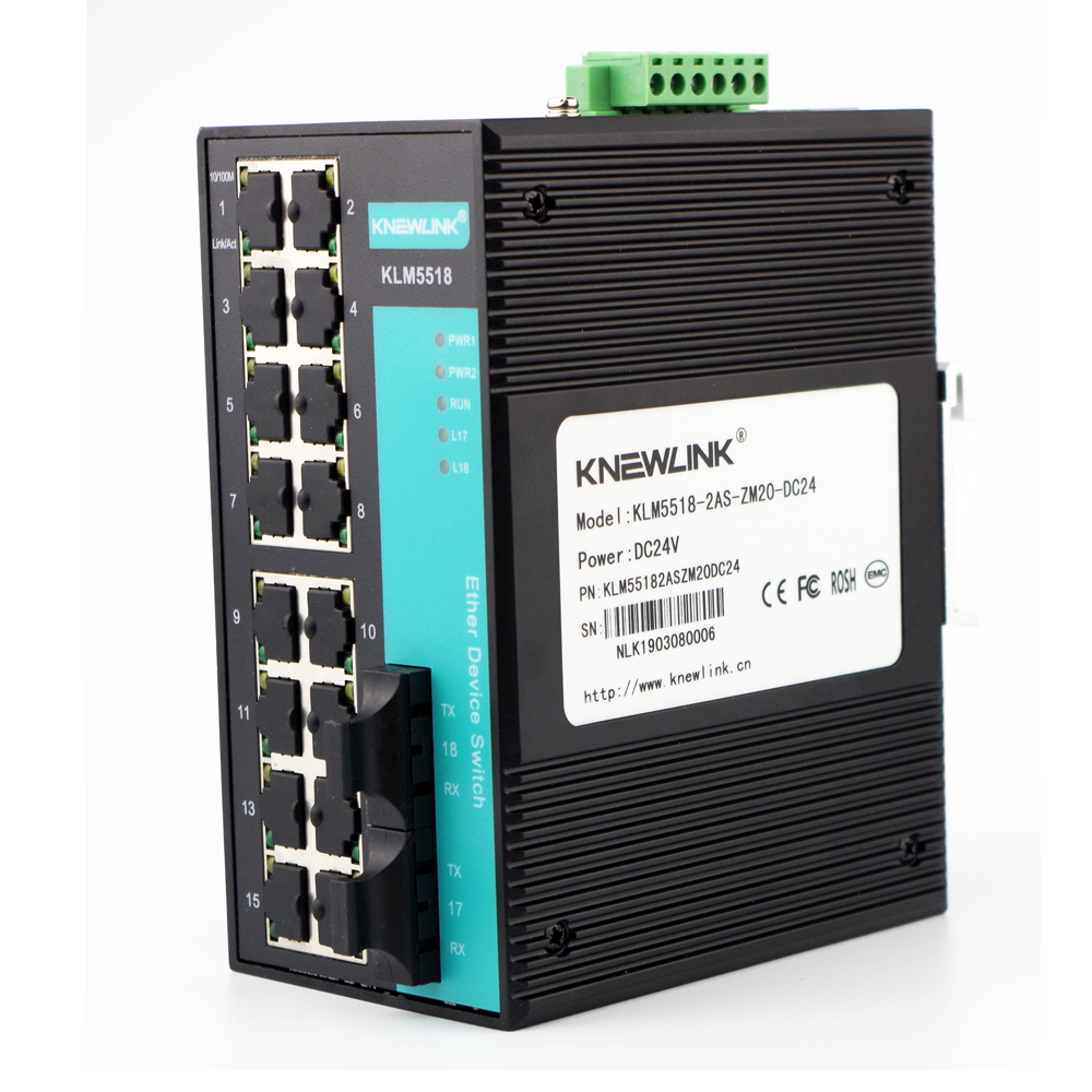 Industrial-grade 2-light 16-electric Ethernet switch, rail-type switch, AC and DC AC DC220V switch