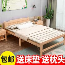 Foldable bed linen bed Home adults Easy Economy Type solid wood rental room Children small bed Double lunch break bed