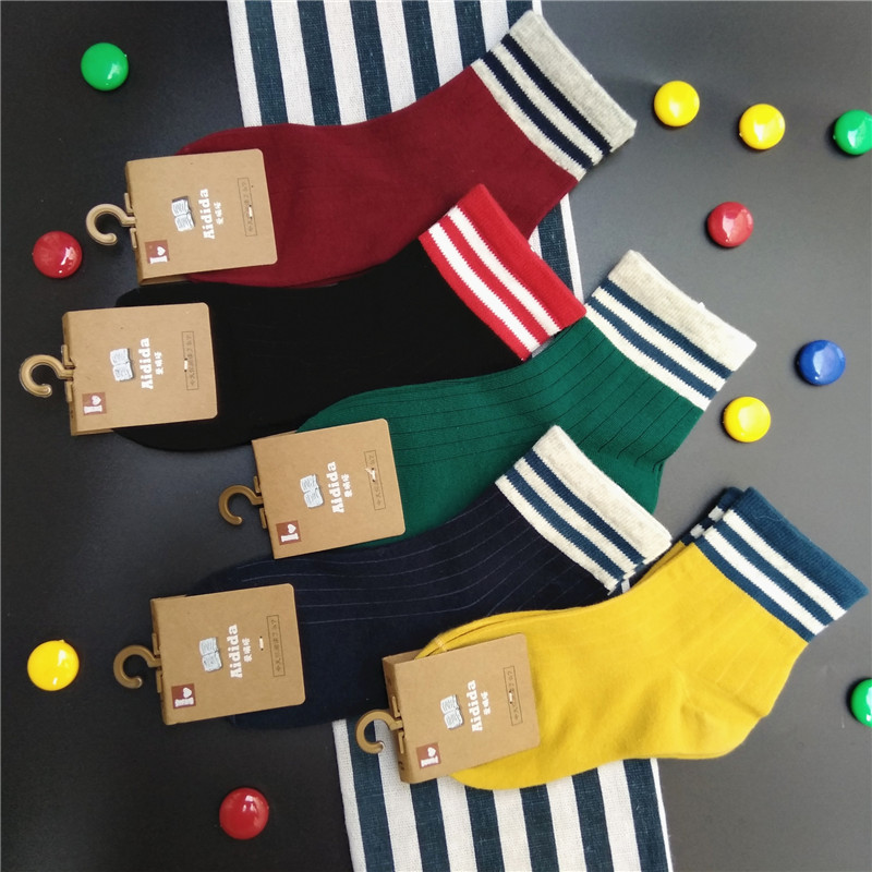 Khoảng 1-10 tuổi, đôi tất thể thao sọc kẻ trẻ em vớ thấm mồ hôi thấm hút tất cotton love thời trang trẻ em cao cấp