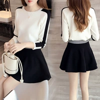 Mùa thu mới đầm phù hợp với phụ nữ hai mảnh mùa thu đan váy thời trang khí mùa thu phiên bản Hàn Quốc a 	váy suông cột dây eo