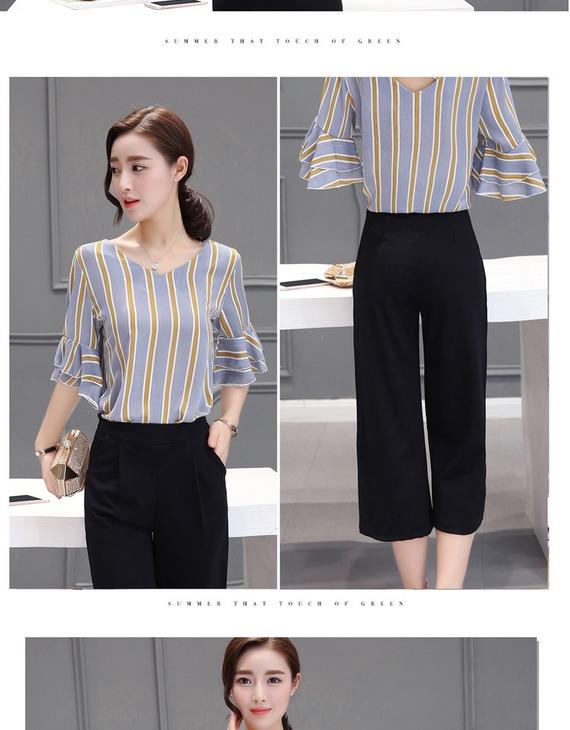 Bộ đồ mùa hè cho mẹ 30 thời trang trung niên 40 tuổi Quần áo trẻ trung 35 nữ tay áo ngắn hai chân quần rộng 38 áo đầm tuổi trung niên