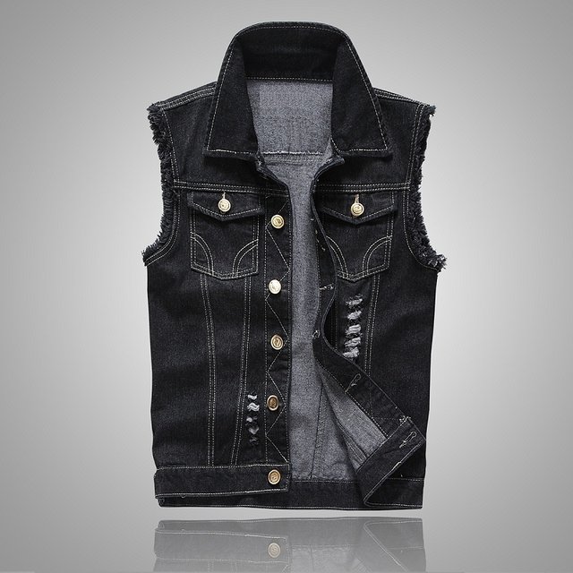 Spring and Autumn Denim Vest Men's Korean Style Sleeveless Vest Slim Youth Vest Vest Top Clothes Summer Casual Trend