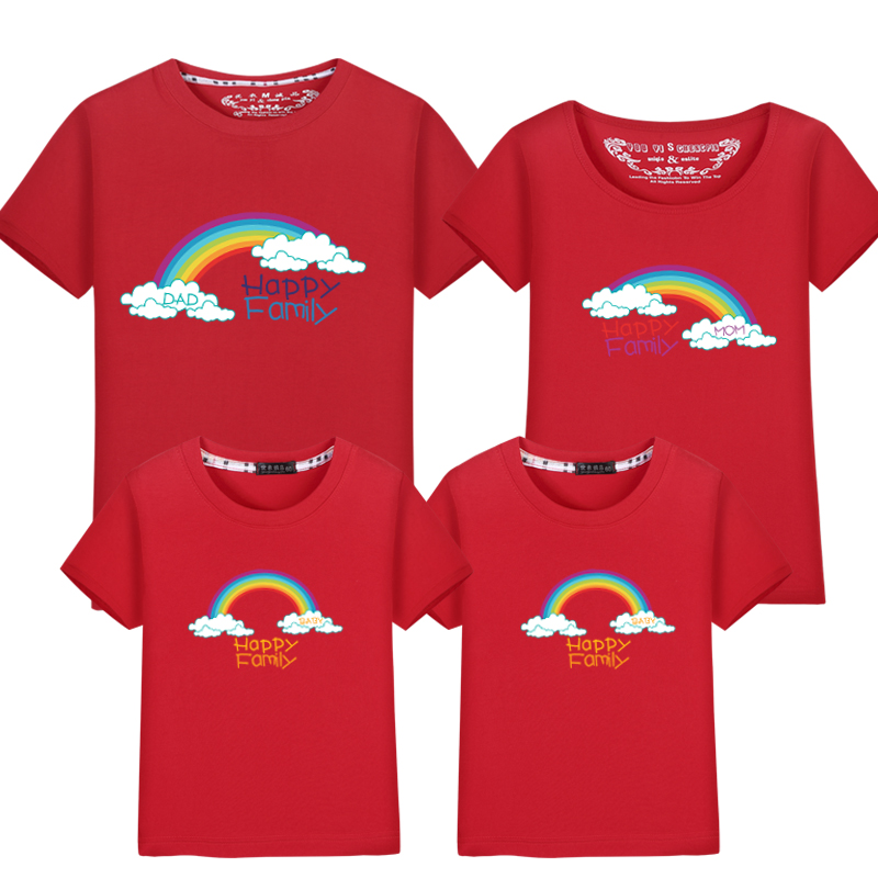Mùa hè mới cha mẹ trẻ con cotton áo thun ngắn tay gia đình ba hoặc bốn gia đình hoạt động mẫu giáo cho thấy lớp học áo thun gia đình