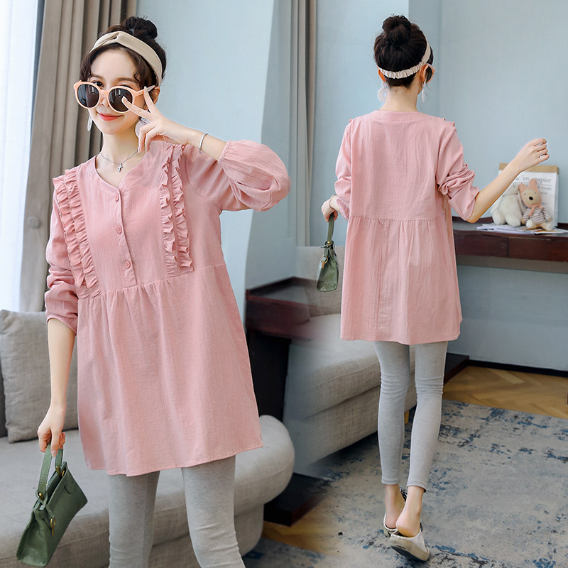 Pregnancy Woman Dress Autumn Clothing 2021 Clothes Fashion style Suit Out of Loose Large Size size Long sleeves T-shirt Chauma Spring and Autumn