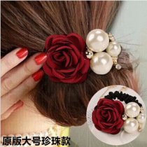 Korean fashion wild hair rope head rope fabric hair accessories Dinner party flower headdress Camellia rose hair ring