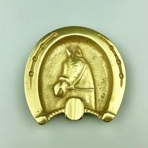 Spanish order full hand-made sand casting retro eco-friendly brass horseshoe shaped ashtray copper natural color
