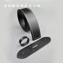 Non-buckled mens leather headless dress casual mens Italian head layer tanned leather full stitching 38mm Belt strip