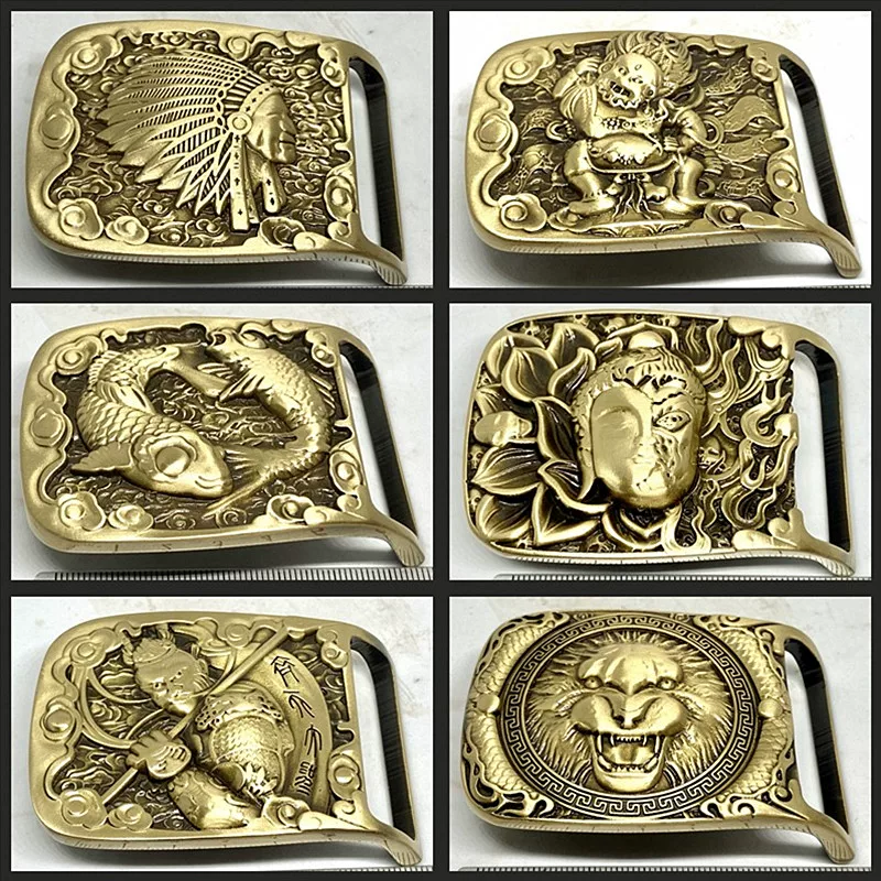 Copper belt, high-end buckle, brass accessory, 40mm
